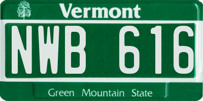 VT license plate NWB616