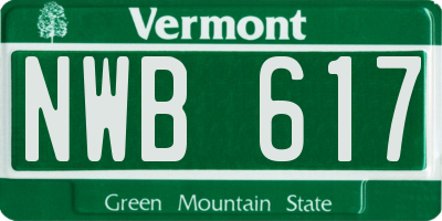 VT license plate NWB617