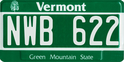 VT license plate NWB622