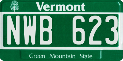 VT license plate NWB623