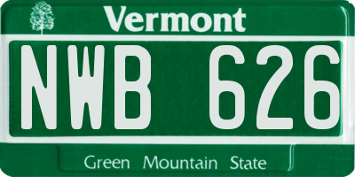 VT license plate NWB626