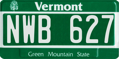 VT license plate NWB627