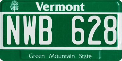 VT license plate NWB628