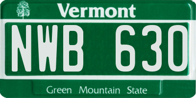 VT license plate NWB630