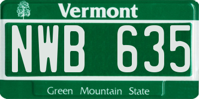 VT license plate NWB635