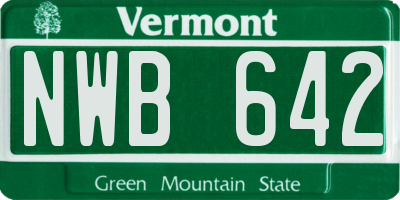 VT license plate NWB642