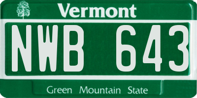 VT license plate NWB643
