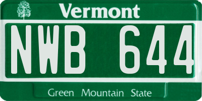 VT license plate NWB644
