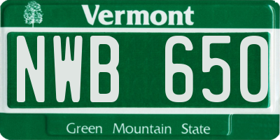 VT license plate NWB650