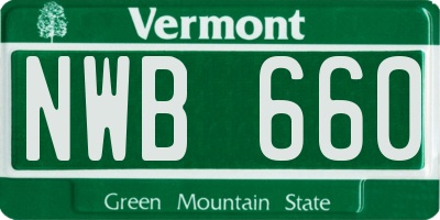 VT license plate NWB660
