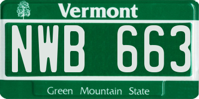 VT license plate NWB663