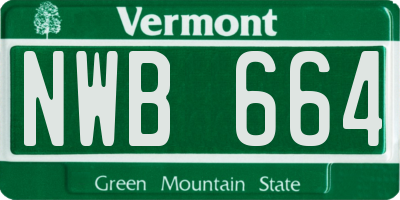 VT license plate NWB664