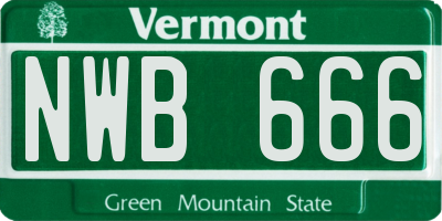 VT license plate NWB666