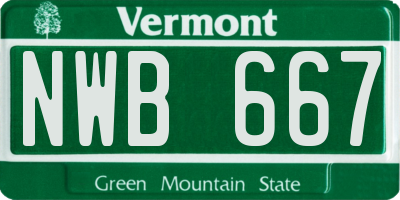VT license plate NWB667