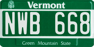 VT license plate NWB668