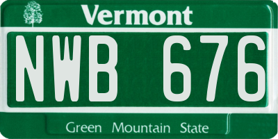 VT license plate NWB676