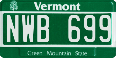 VT license plate NWB699