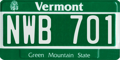 VT license plate NWB701