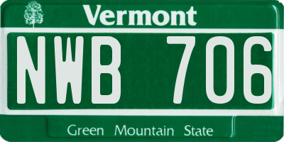VT license plate NWB706
