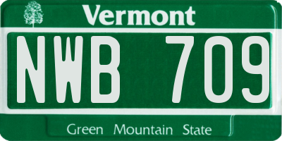 VT license plate NWB709