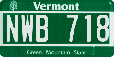 VT license plate NWB718