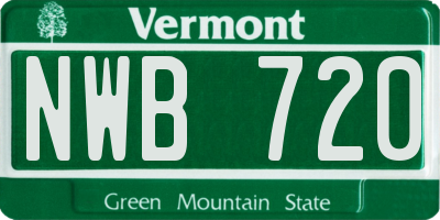 VT license plate NWB720