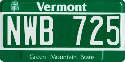 VT license plate NWB725