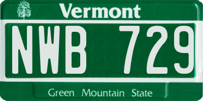 VT license plate NWB729