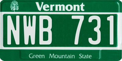 VT license plate NWB731
