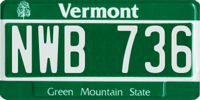VT license plate NWB736