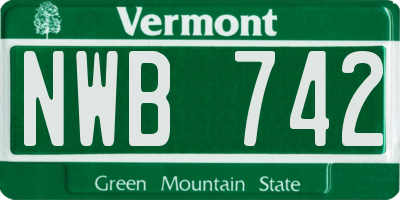 VT license plate NWB742