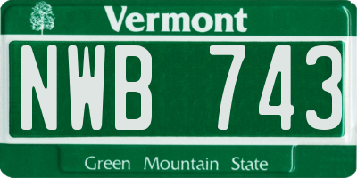 VT license plate NWB743
