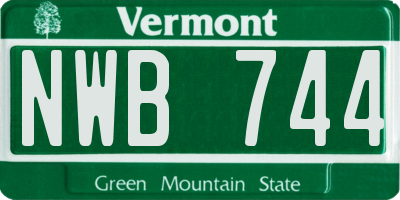 VT license plate NWB744
