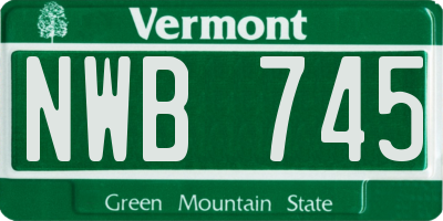 VT license plate NWB745