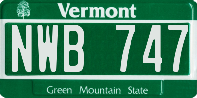 VT license plate NWB747