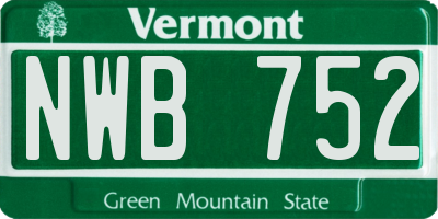 VT license plate NWB752