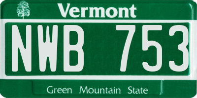 VT license plate NWB753