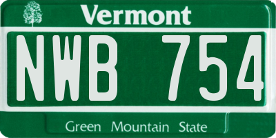 VT license plate NWB754
