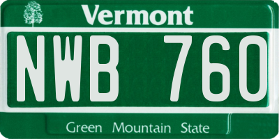 VT license plate NWB760