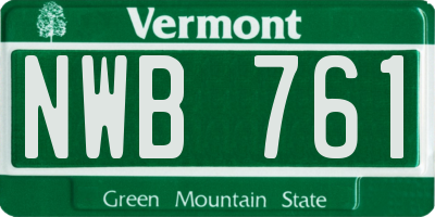 VT license plate NWB761