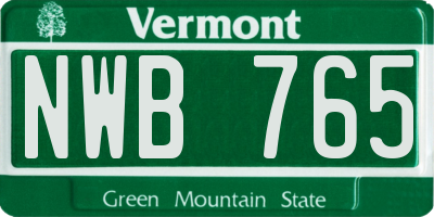 VT license plate NWB765