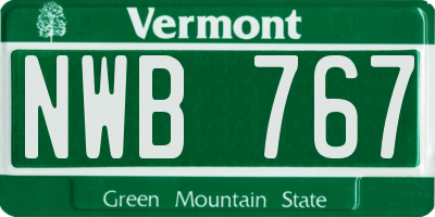 VT license plate NWB767