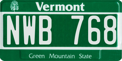 VT license plate NWB768