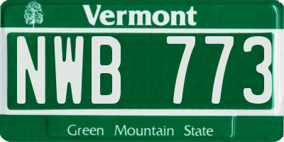 VT license plate NWB773