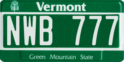 VT license plate NWB777