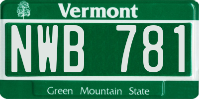 VT license plate NWB781