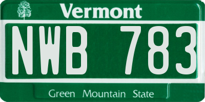 VT license plate NWB783