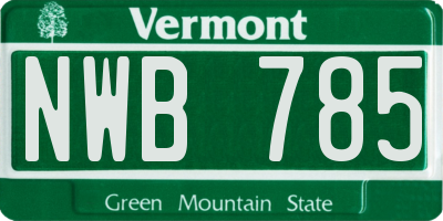 VT license plate NWB785