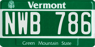 VT license plate NWB786
