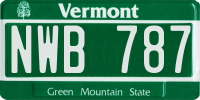 VT license plate NWB787